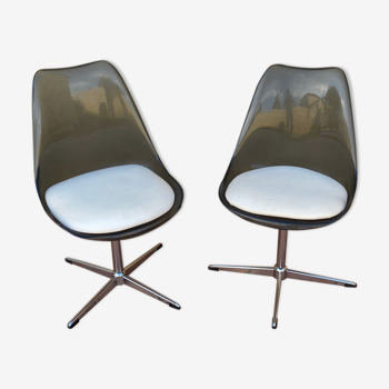 Pair of plexiglass shell and chrome steel chairs 1970.