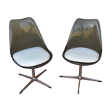 Pair of plexiglass shell and chrome steel chairs 1970.