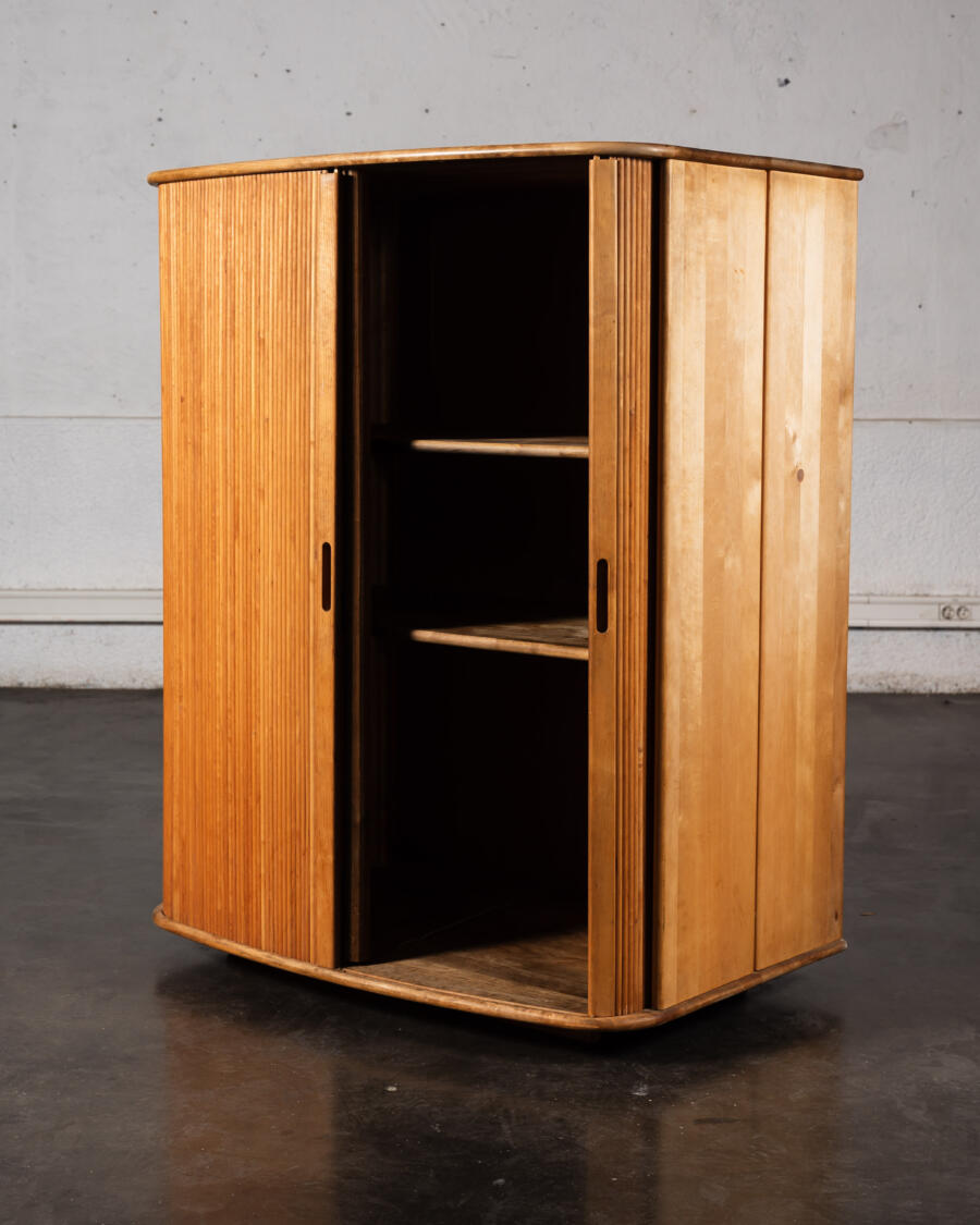 Grocery cabinet with curtain