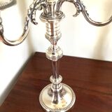 Pair of Louis XVI style silver-plated metal candelabras. Chrysalia house