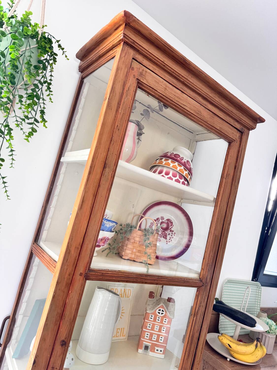 Antique display cabinet - dresser - glass-fronted wooden bookcase