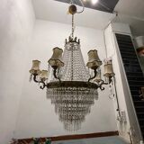 Extra Large Bronze Crystal Chandelier 1950’s