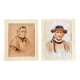 2 portraits aquarelle tableau signé Robert Hemmings