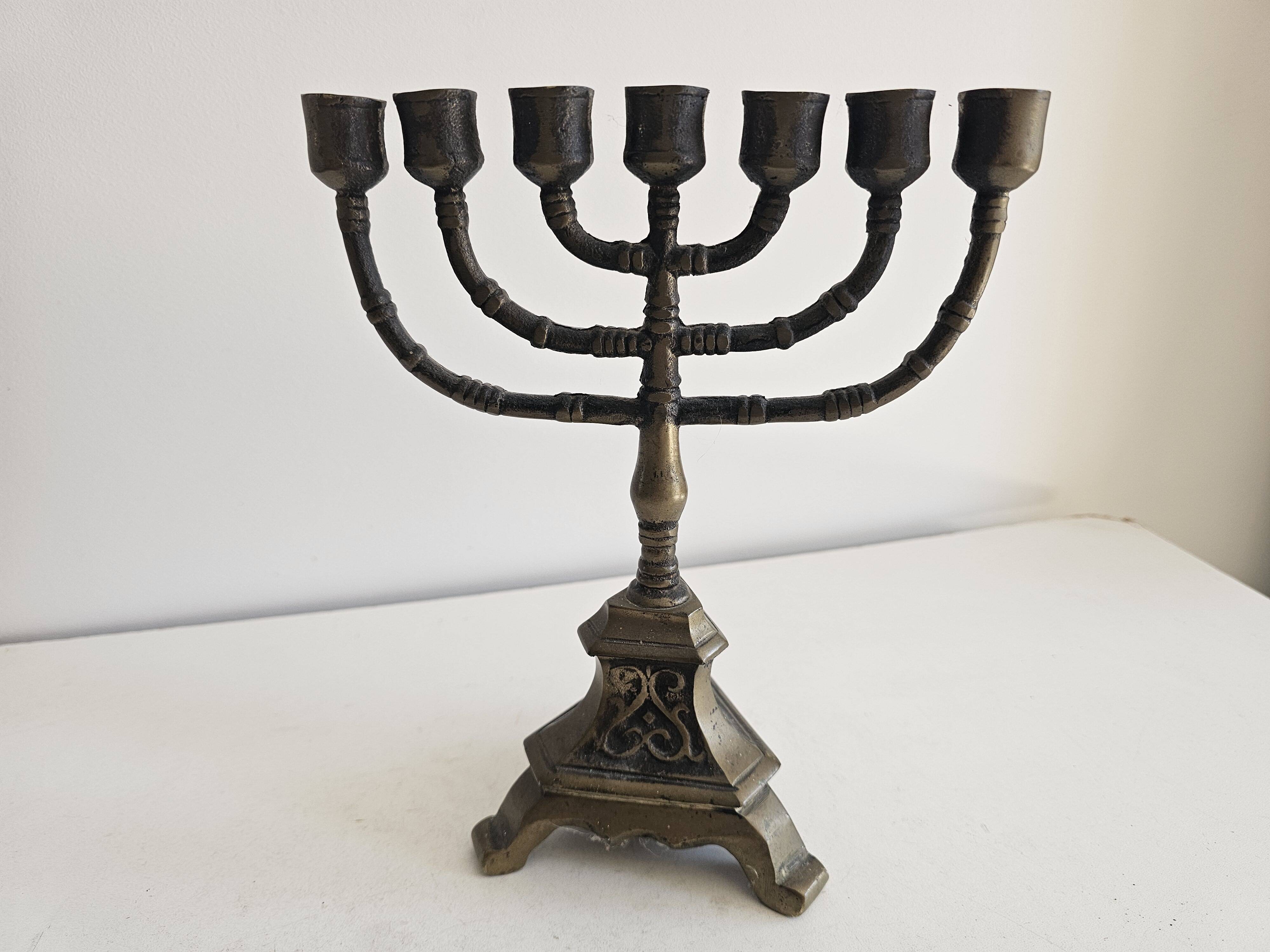 Ancien Chandelier Menorah 7 branches