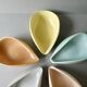 5 ceramic cups from the 50s, pastel tone