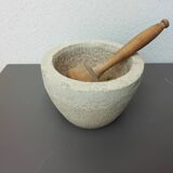 Stone mortar with wooden pestle