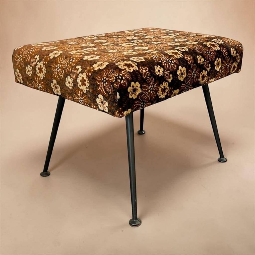 Pouf fleuri vintage / tabouret pliant / petite échelle