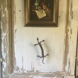 Door handles "Lizards" in handcrafted recycled wrought iron