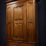 Antique bonnetière wardrobe in cherry wood and marquetry – Louis XIV style