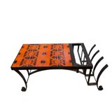 Céramique Capron Vallauris orange et noire - table basse
