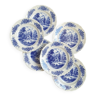 Assiettes creuses Moulin des Loups bleu