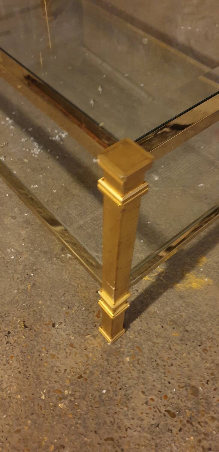Glass and brass coffee table
