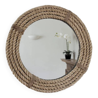 Vintage Wooden Rope Look Hardwood Round Wall Mount Mirror for Home Decoration