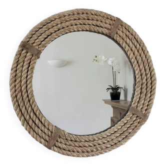 Miroir mural rond en bois dur