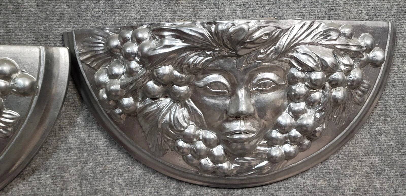Pair of Art Deco style wall sconces in silvered plaster