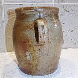 France 1930 - Antique glazed stoneware pot with handles - French countryside