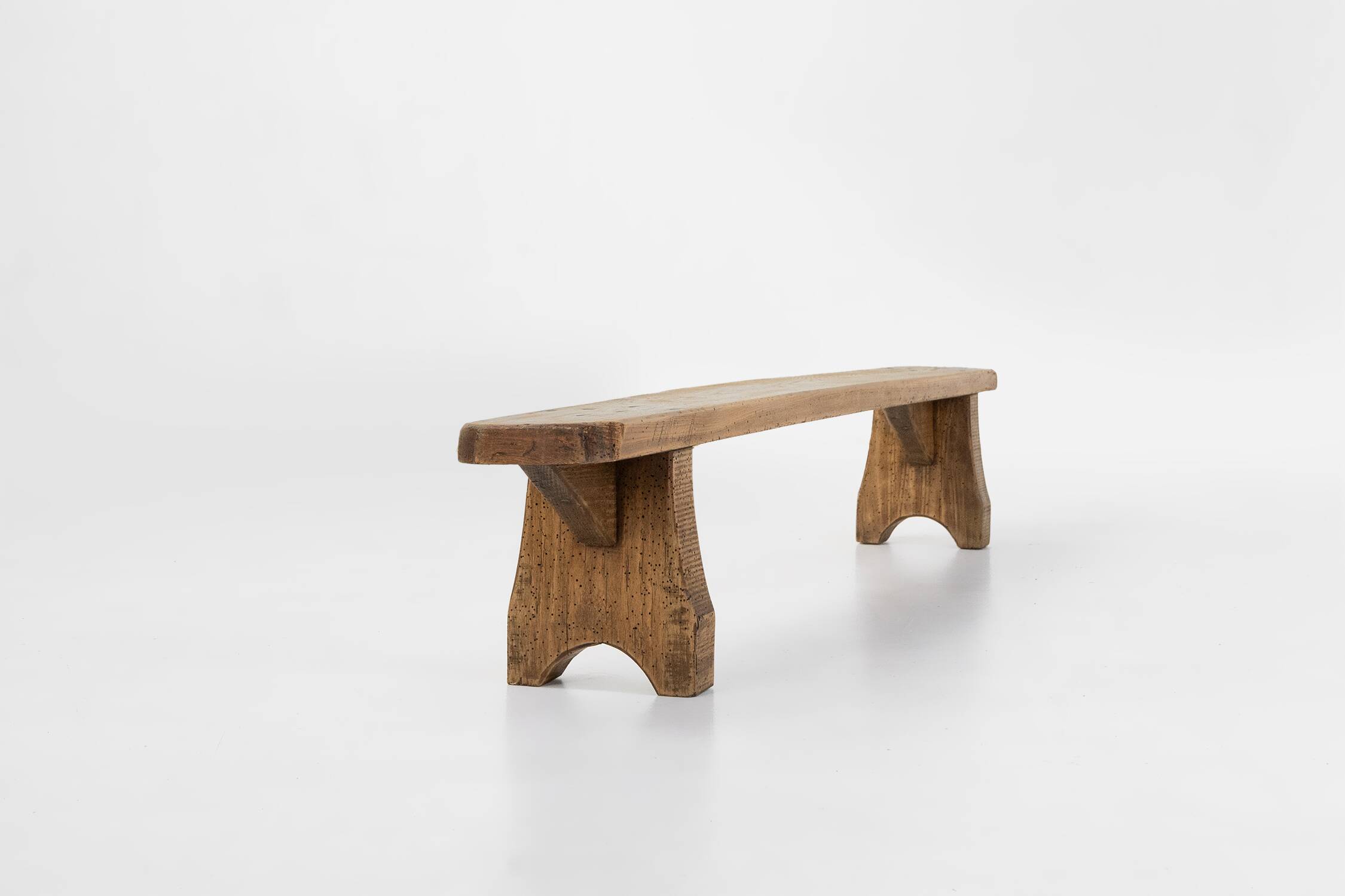 Rustic low bench in solid wood, France ca. 1850