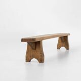 Rustic low bench in solid wood, France ca. 1850