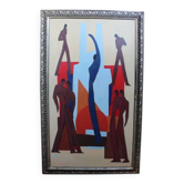 Peinture abstraite figurative vintage de nus