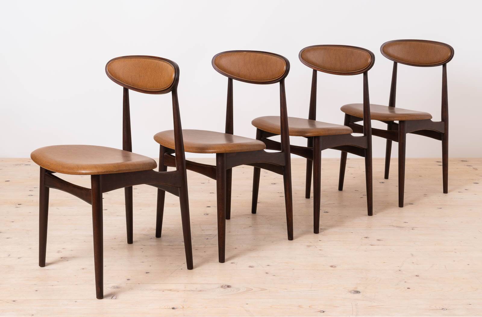 Mid Century Modern Dining Set, Round Table with 6 Fredrik Kayser Chairs