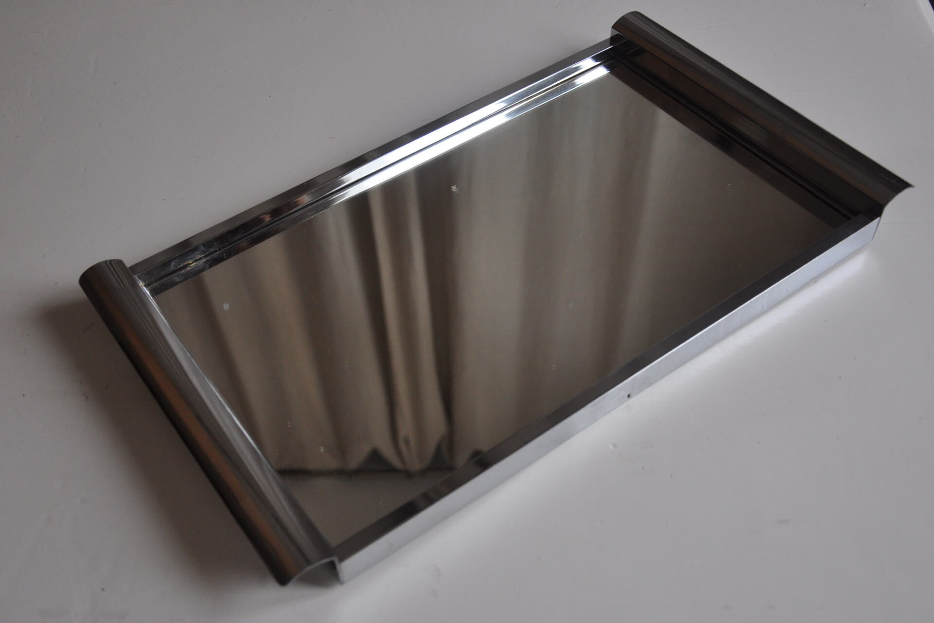 Plateau miroir métal chromé vintage