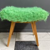 Tabouret de pied vert moelleux des années 60