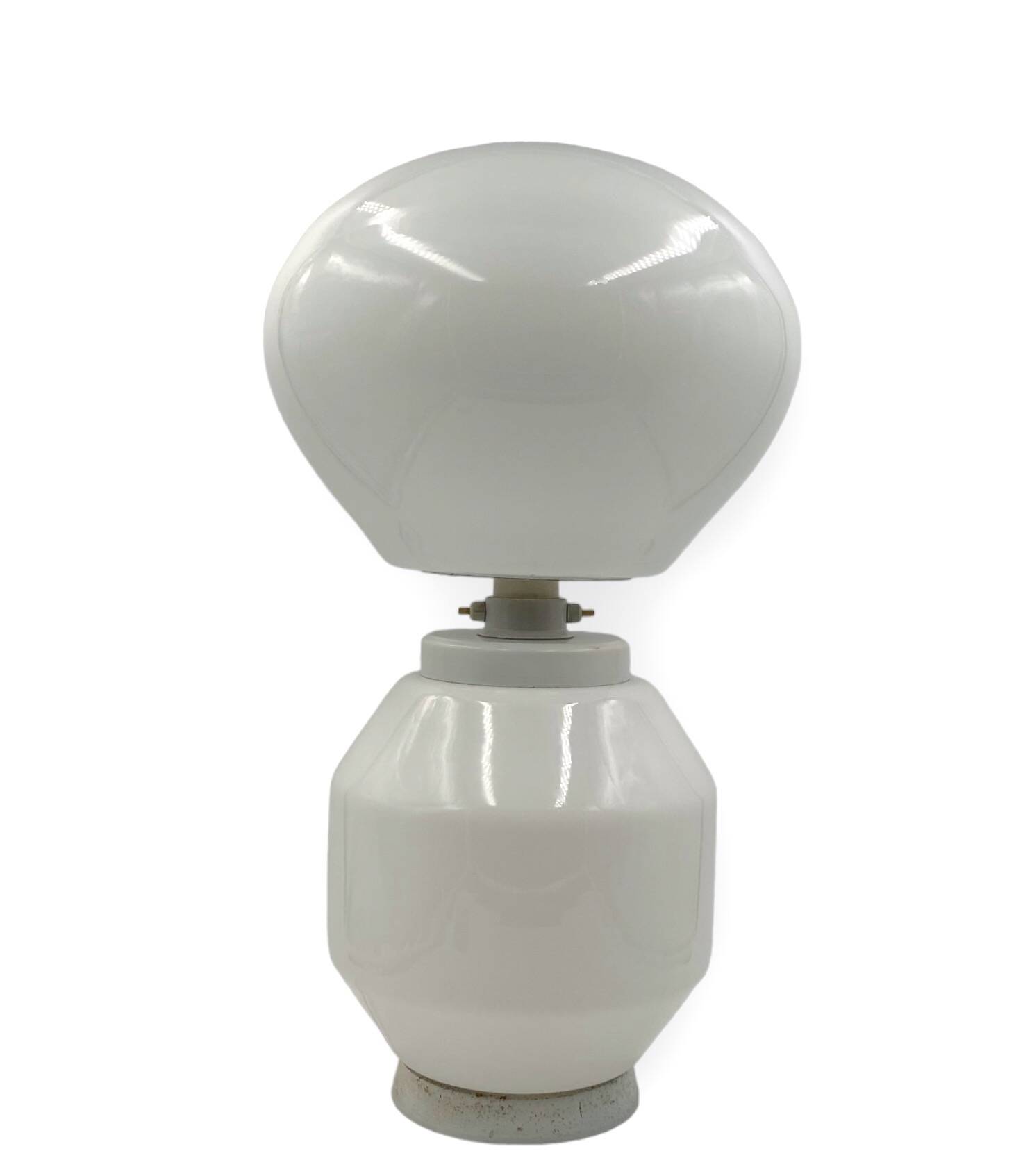 Space Age white glass table lamp, Faver Italy 1970s