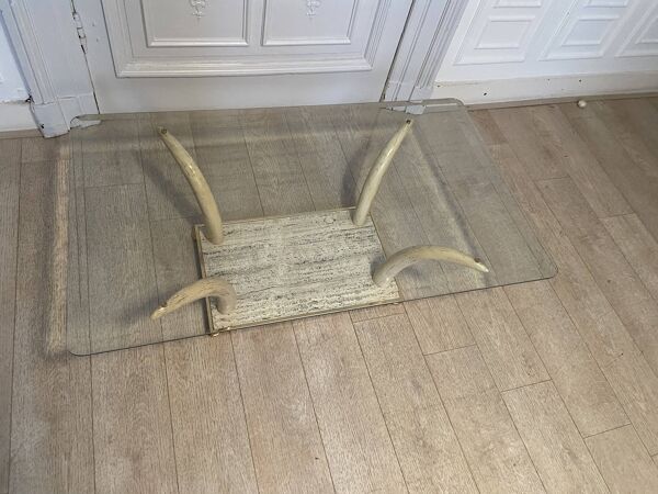 Table basse fausse défense d’éléphant, 1970s