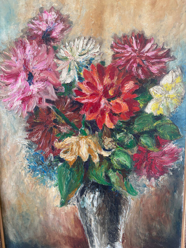 Bouquet de fleurs signé de 1963