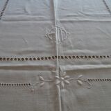 Old linen tablecloth 235 x 150 monogram AM