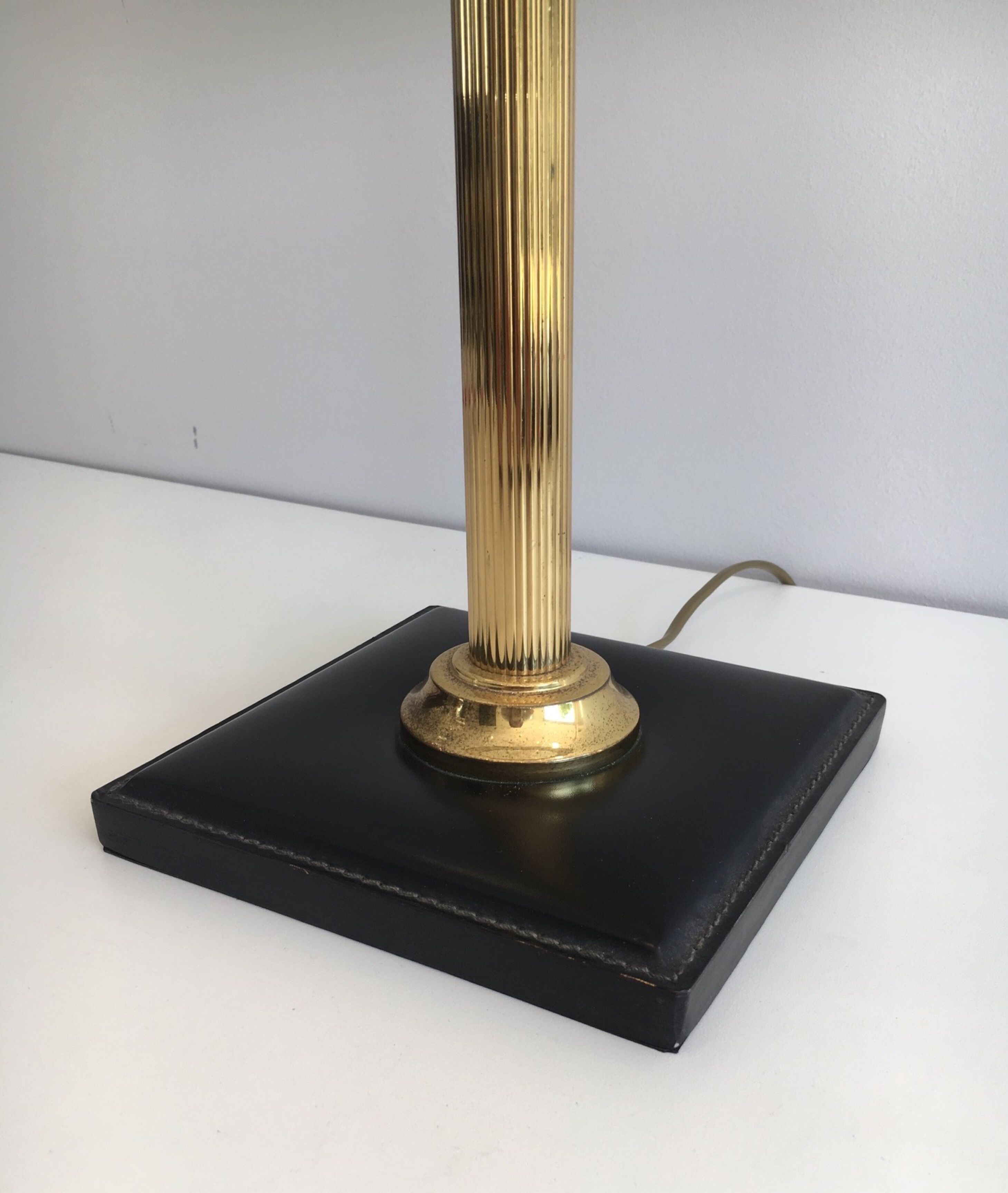 Leather and brass desk lamp