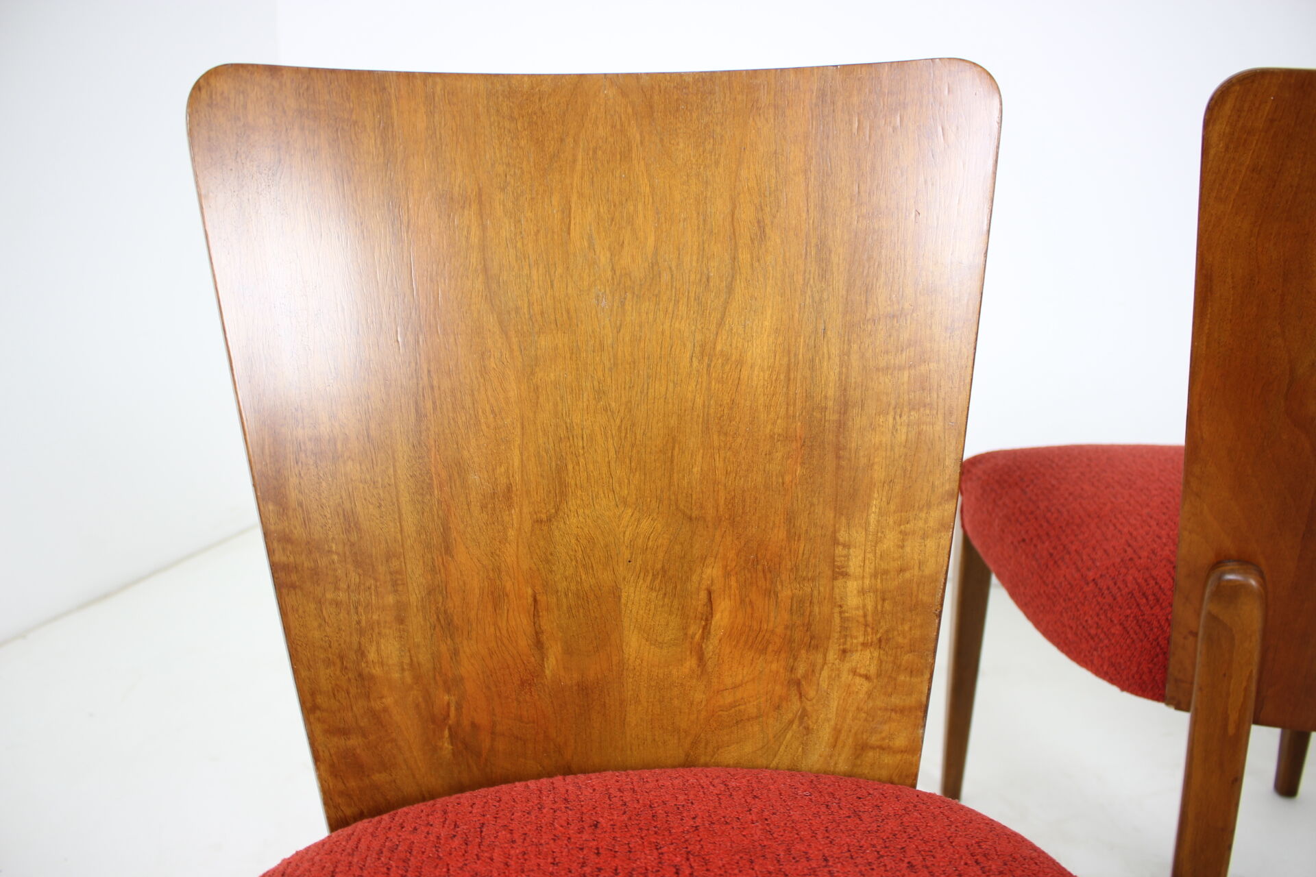 Set of four restored dining chairs model H-214 designed by Jindřich Halabala, 1950's.