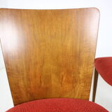 Set of four restored dining chairs model H-214 designed by Jindřich Halabala, 1950's.