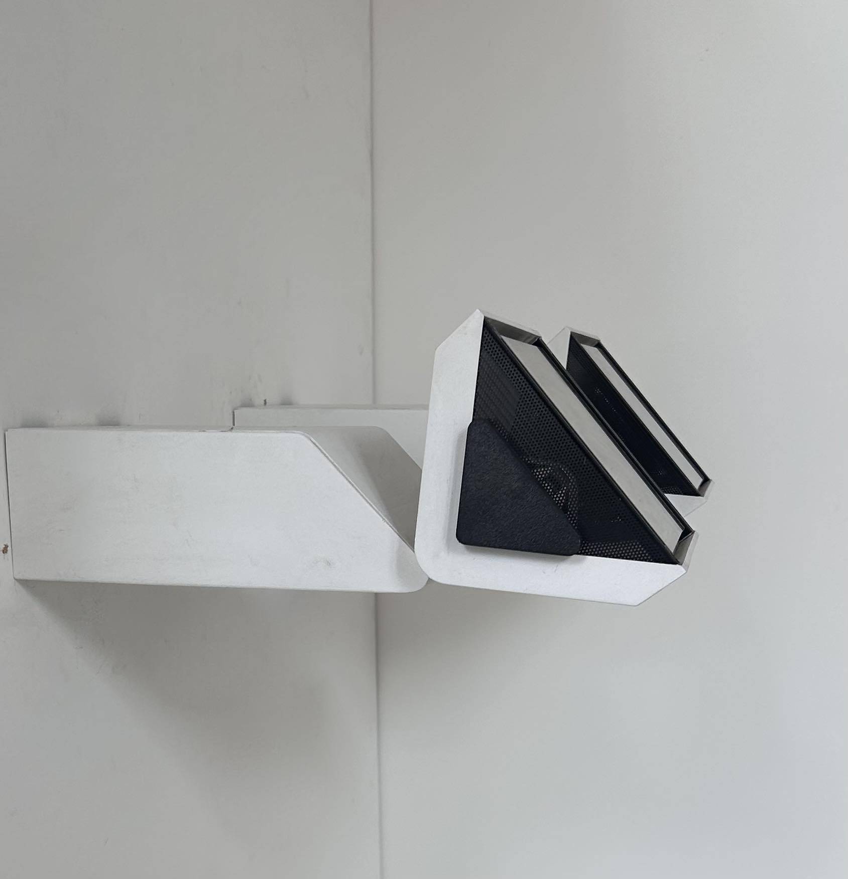 Paire applique orientable vintage, métal laqué noir et blanc, LITA France 1970