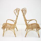 Fauteuils en rotin du milieu du siècle, années 1960