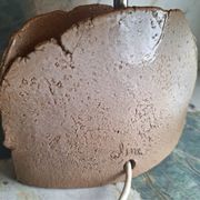 Vintage ceramic lamp signed, antique light fixture.