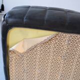Ensemble de Salon Kashima Vintage en Cuir Noir par Michel Ducaroy pour Ligne Roset, 1976, Set de 3