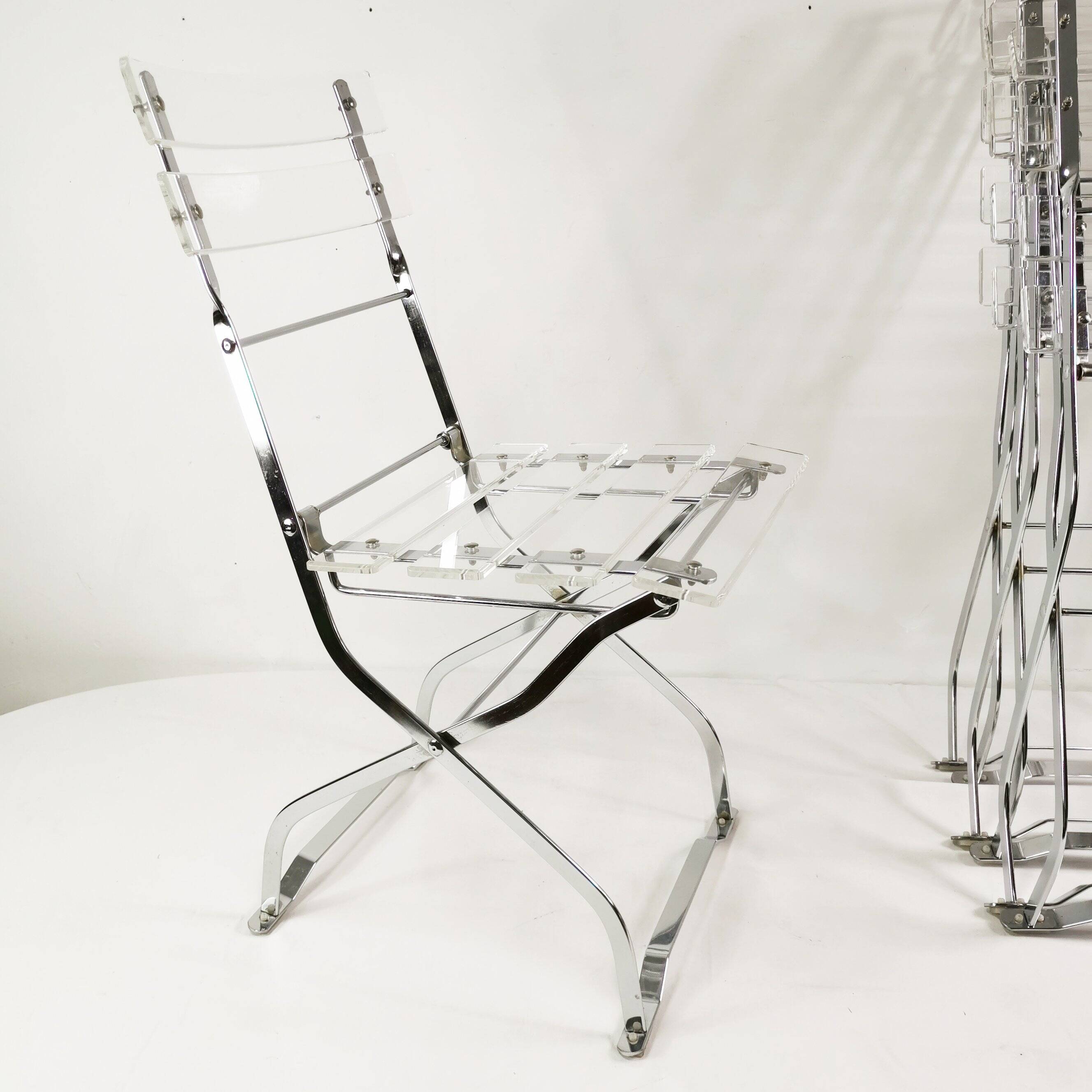 Set of designer folding chairs, Maison & Jardin Paris, 1970s