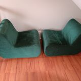 Pair of velvet low chairs circa 1970