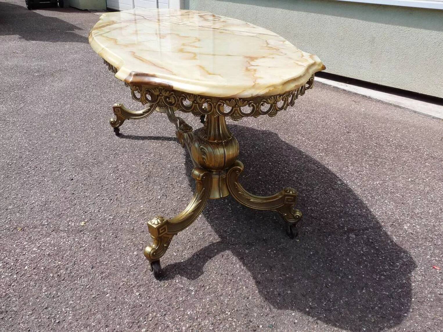 Coffee table in bronze brass and Fratelli Orsenigo marble