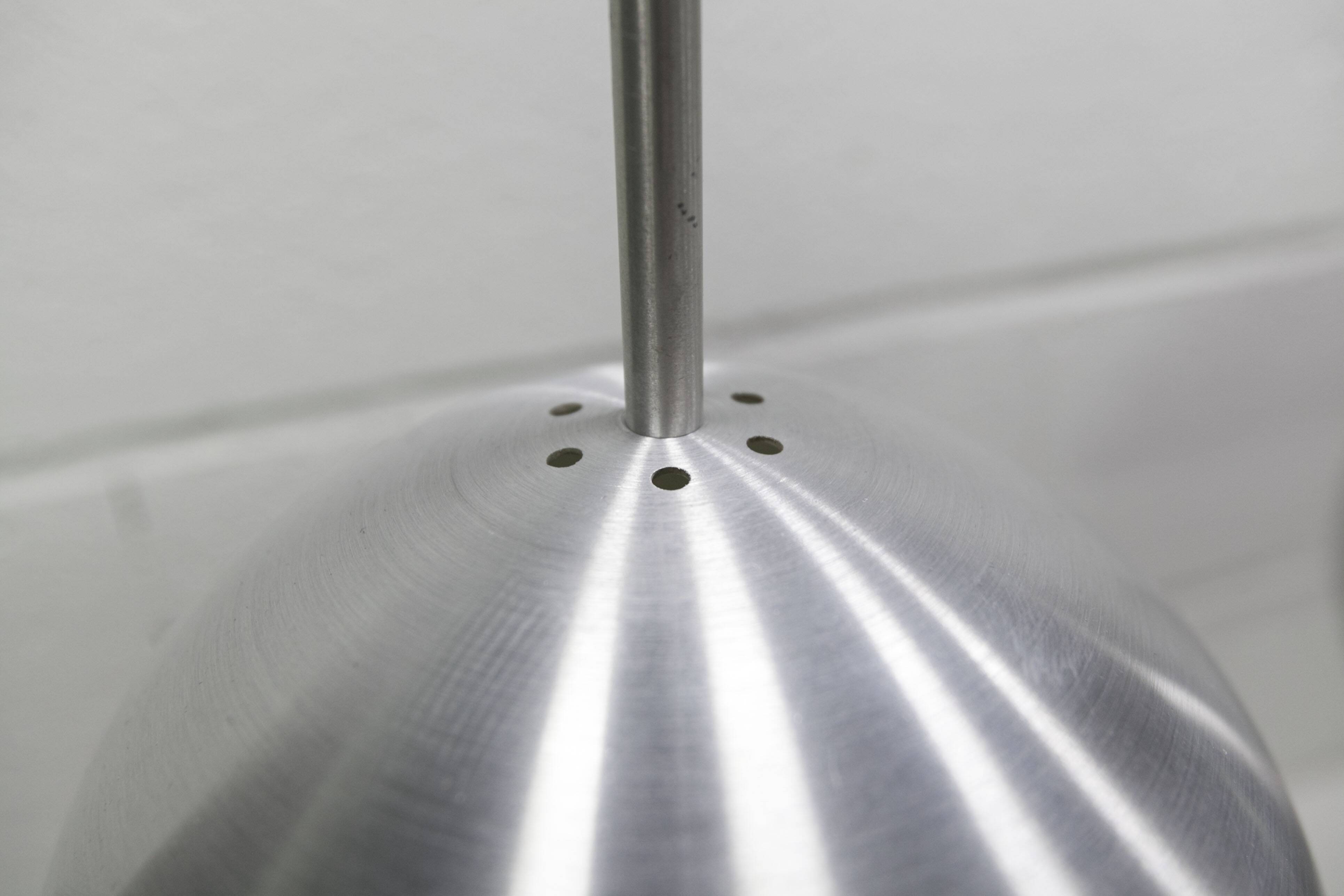 Pair of functional 70's aluminum ball pendants