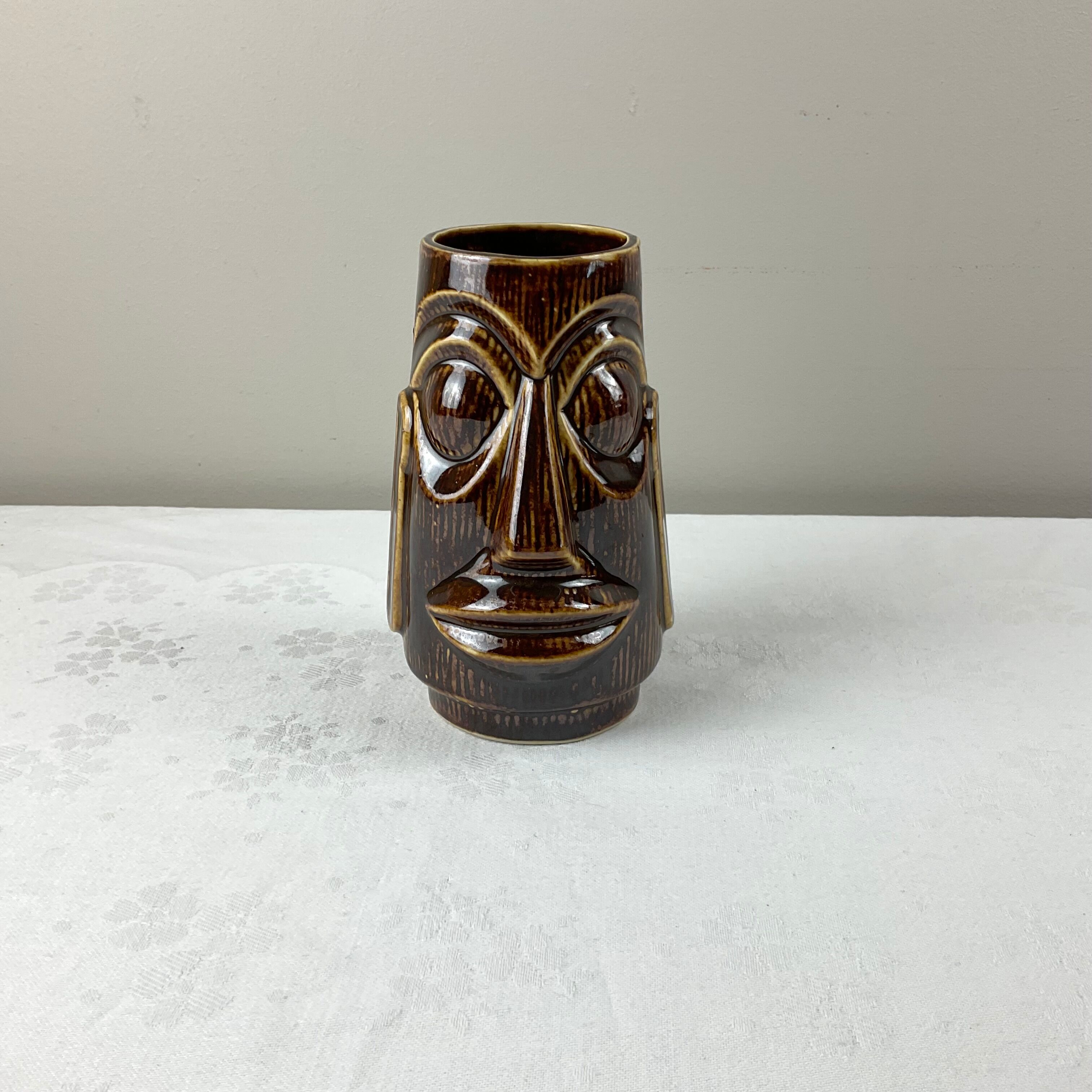 Small vintage ethnic face vase