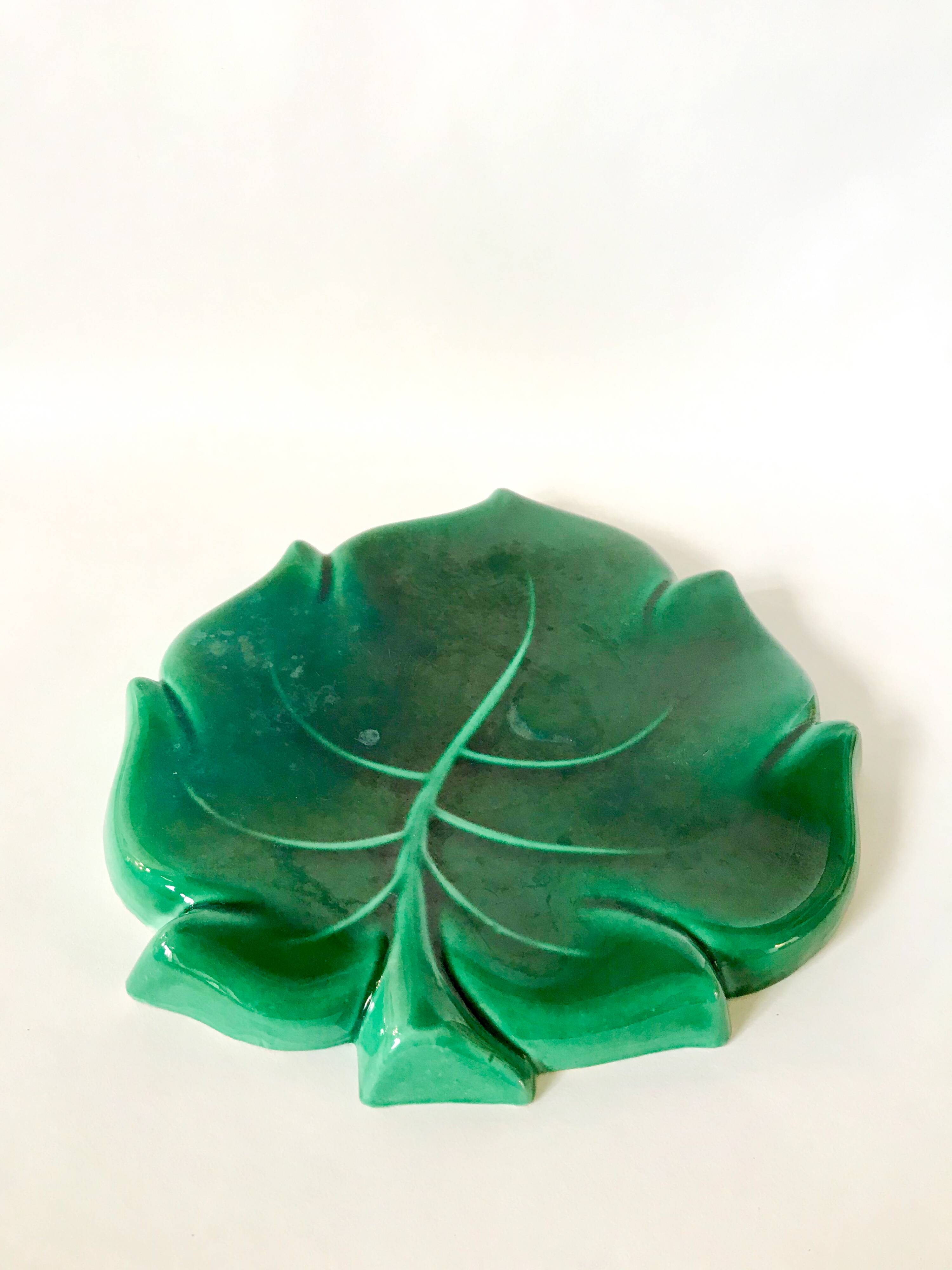 ceramic trivet leaf model Gien 60s