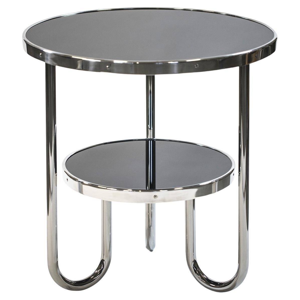 Small Bauhaus Black Chrome Table from Kovona, Czechia, 1970s