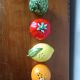 Set of salt cellars in fruit and vegetable slipware vintage