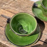 Coffee service signed Poterie de Marnaz including cups and pitcher in glazed terracotta