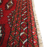 Red wool persian turkmen rug handwoven oriental small area rug- 60x130cm