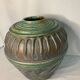 Vase boule art déco en terre cuite polychrome vers 1930