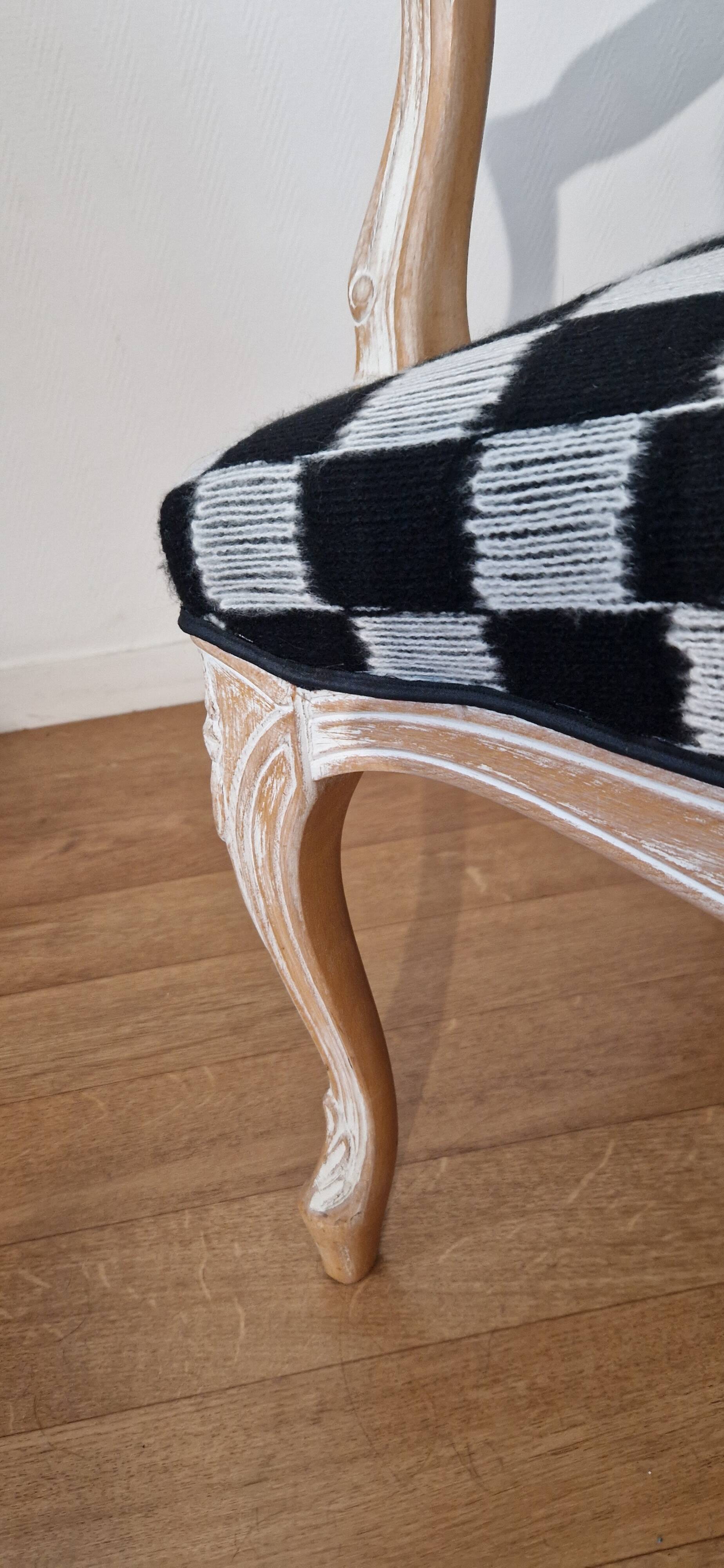 Louis XV style checkerboard armchair