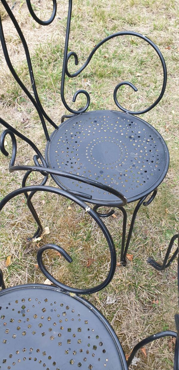 3 fauteuils de jardin fer forgé ouvragé